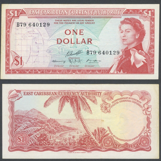 EAST CARIBBEAN STATES  1 DOLLAR  (1965)   QEII   BANKNOTES XF