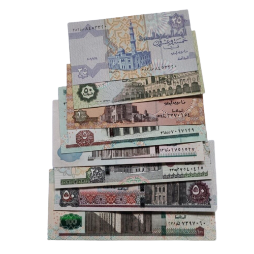 Egypt set 8 pcs25+50 piastres+1+5+10+20+50+100 pounds UNC random year