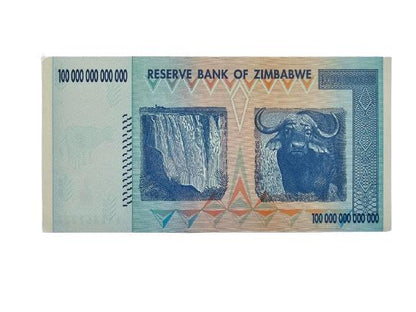 A Set Of 2 Pcs: Zimbabwe 100 Trillion And OneDollar banknotes. Genuine, UNC AA