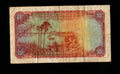 Back of 1956 Bank of Rhodesia and Nyasaland 10 Shillings note showing a river landscape with palm trees.