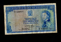 Front of 1964 Rhodesia 10 Shillings banknote featuring Queen Elizabeth II and the Salisbury 14th October 1964 date.