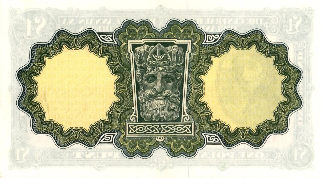 Front of a 1975 Ireland £1 banknote featuring Lady Lavery and serial number 10L 291565.