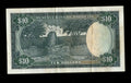 Reverse of 1975 Rhodesia 10 Dollar note featuring a detailed view of the Great Zimbabwe Ruins.