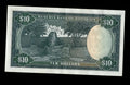 Reverse of 1975 Rhodesia 10 Dollar banknote showing the Conical Tower of the Great Zimbabwe Ruins.