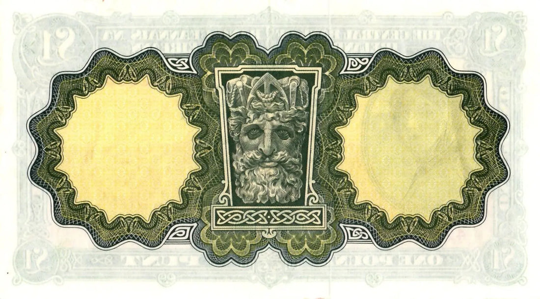 Front of a 1976 Ireland £1 banknote featuring Lady Lavery and serial number 42L 923357.