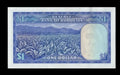 Reverse of 1978 Rhodesia 1 Dollar note showing a tobacco plantation and mountain landscape