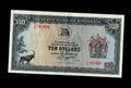 Front of 1978 Rhodesia 10 Dollar banknote featuring a Sable Antelope and the 1st March 1978 date.