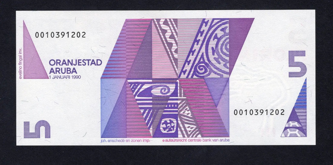 Aruba 5 Florin dated 1990 P6 Uncirculated UNC/C1
