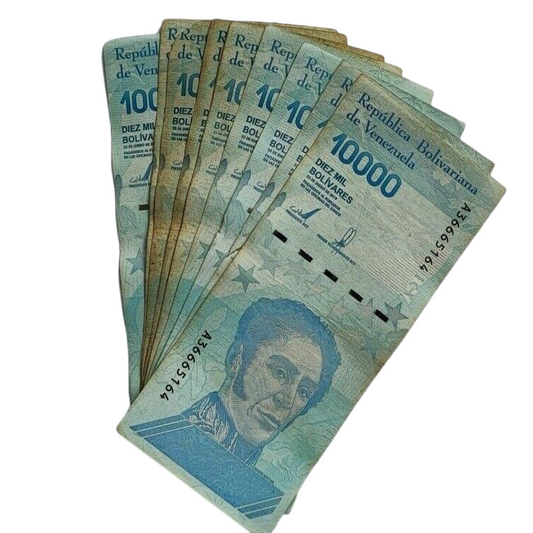 Lot Of 10 Venezuela Banknotes. 10000 Bolivares. 2019-20.In Used Condition