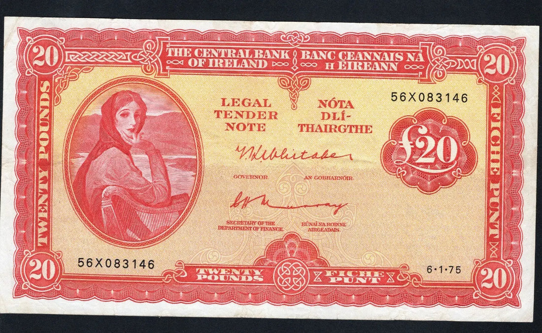 front of Central Bank of Ireland, 20 Pounds 1975 VF/XF/V11