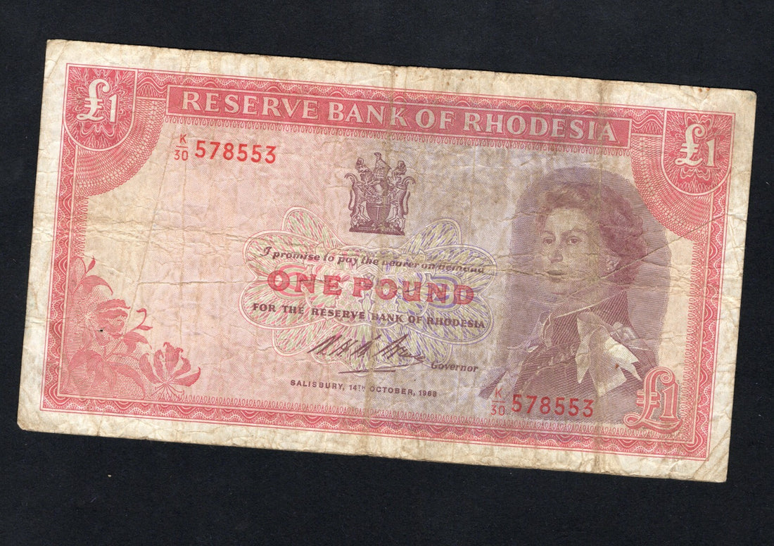 RESERVE BANK OF RHODESIA ONE POUND VERY FINE/ref d11
