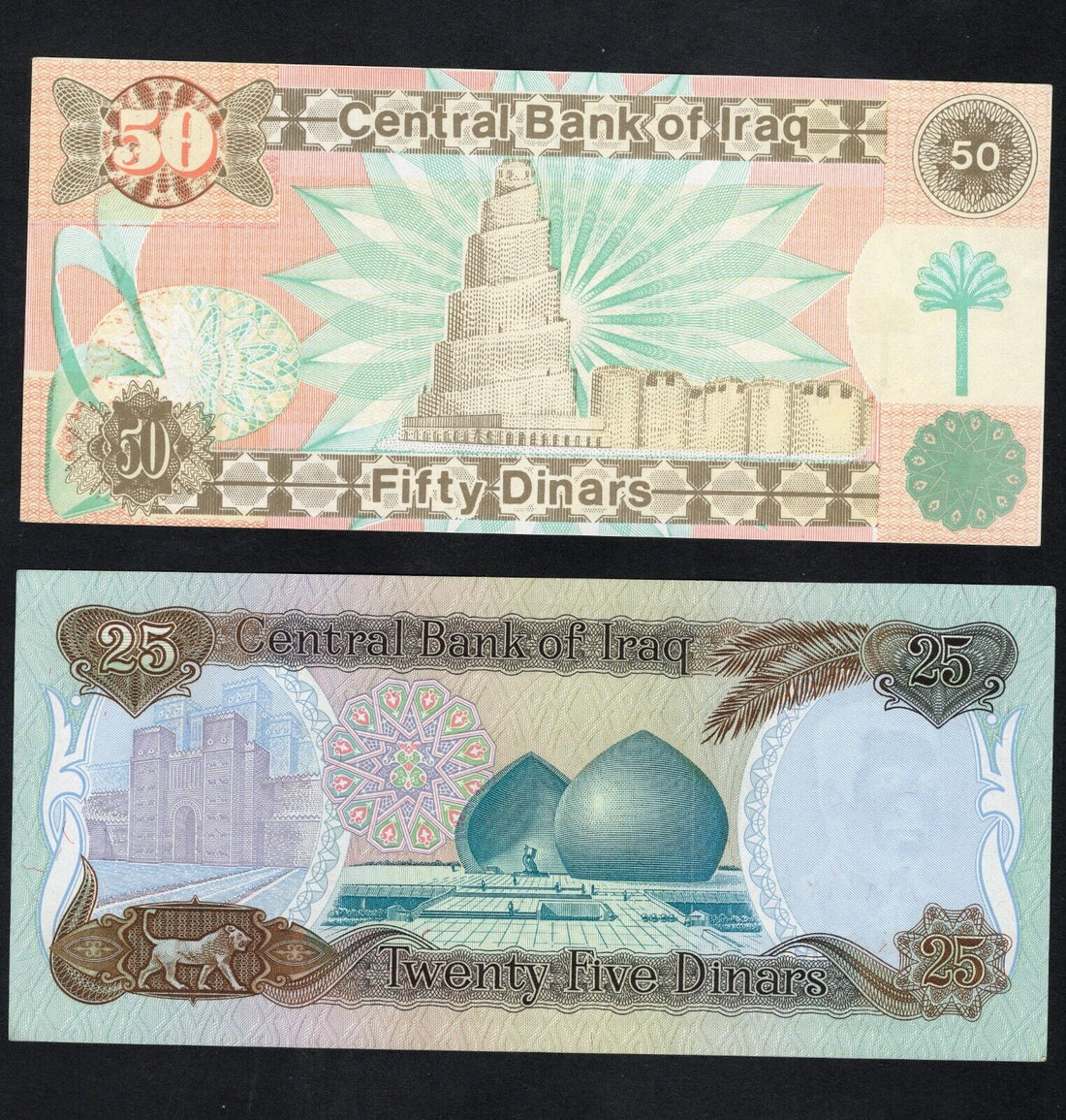 IRAQ 25 AND 50 DINAR UNC/D11 - worldbanknote