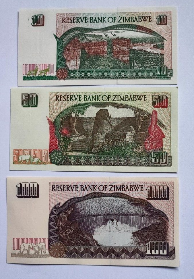 ZIMBABWE SET 5 Pcs 10,50,100,500 & 1000 Dollars 1994-1997/ref d8 - worldbanknote