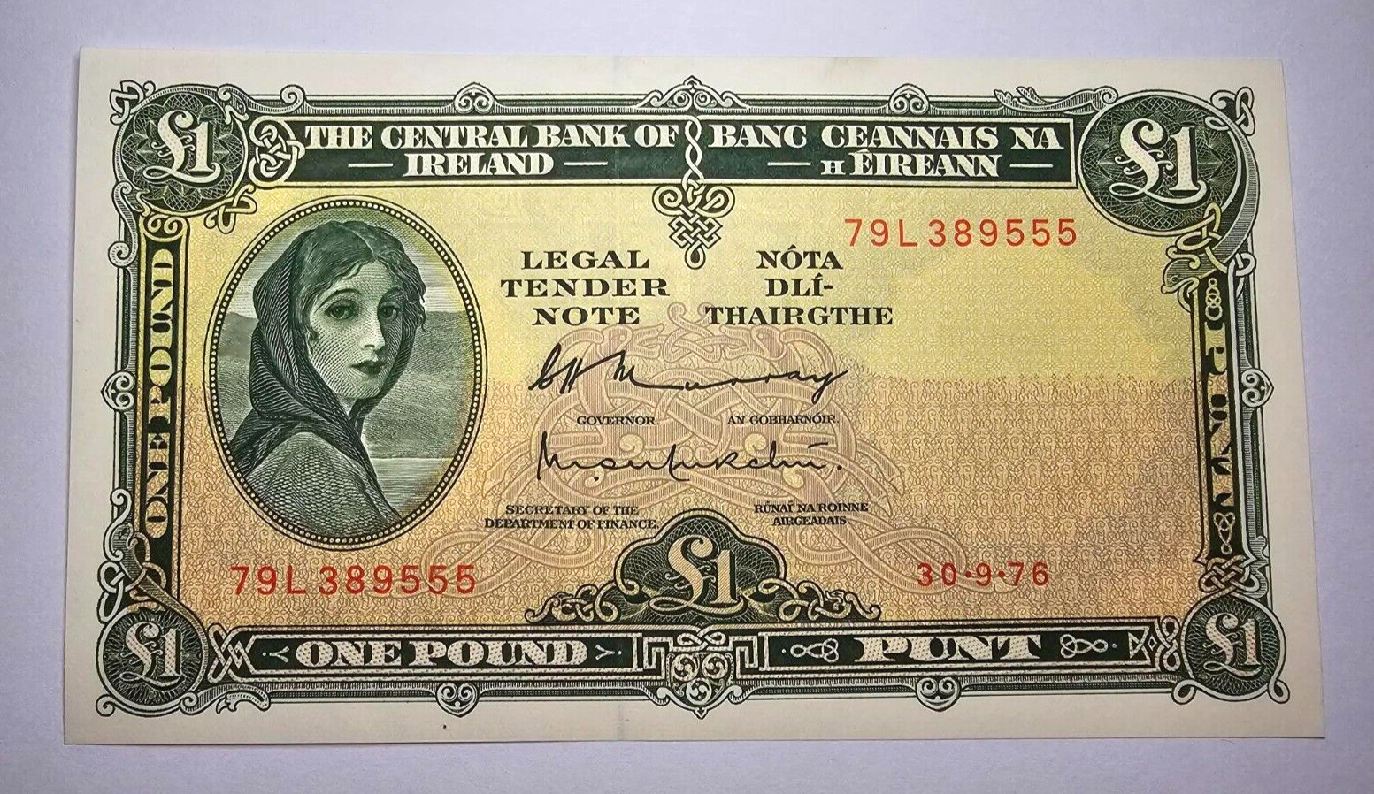 Ireland Lady Lavery 1 pound Note 1976 UNC/B22 - worldbanknote