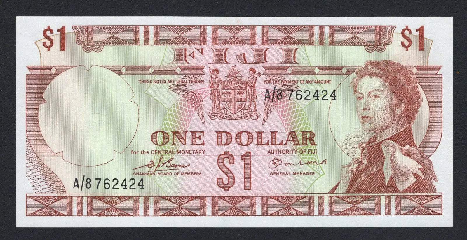 Front of Fiji 1 dollars 1971  AUNC/f10