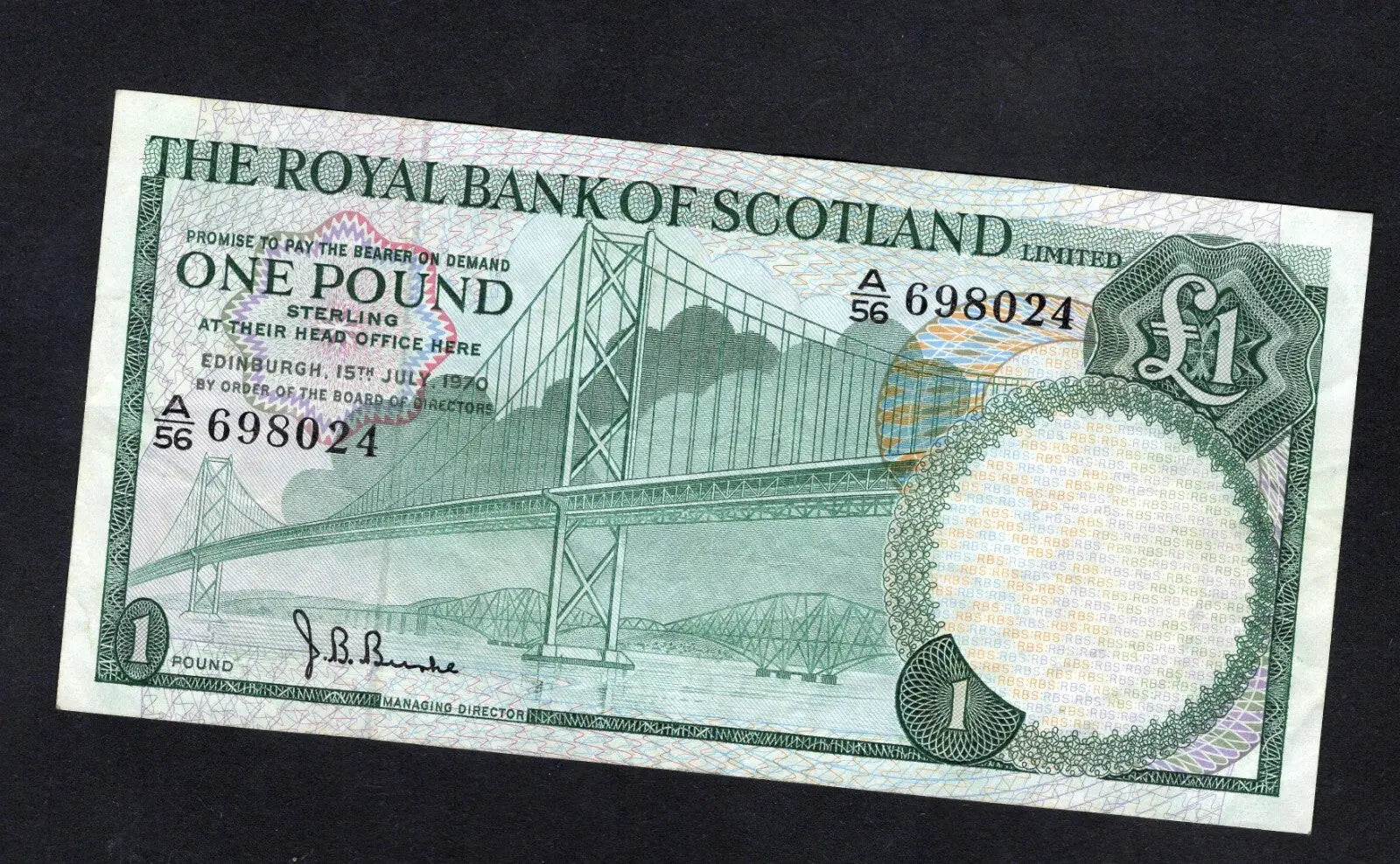 Royal BANK OF SCOTLAND  ONE POUND 1968/70 choose Year & Prefix See Menu/REF D6