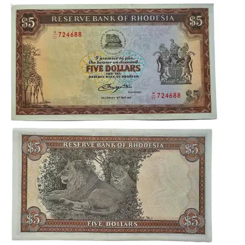 Rhodesia 5 Dollar 1979 UNC ~ P38