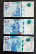 Hong Kong Set 3 Pcs 20 Dollars 2018/2020 P 218 302 348 SCB HSBC BOC UNC - worldbanknote
