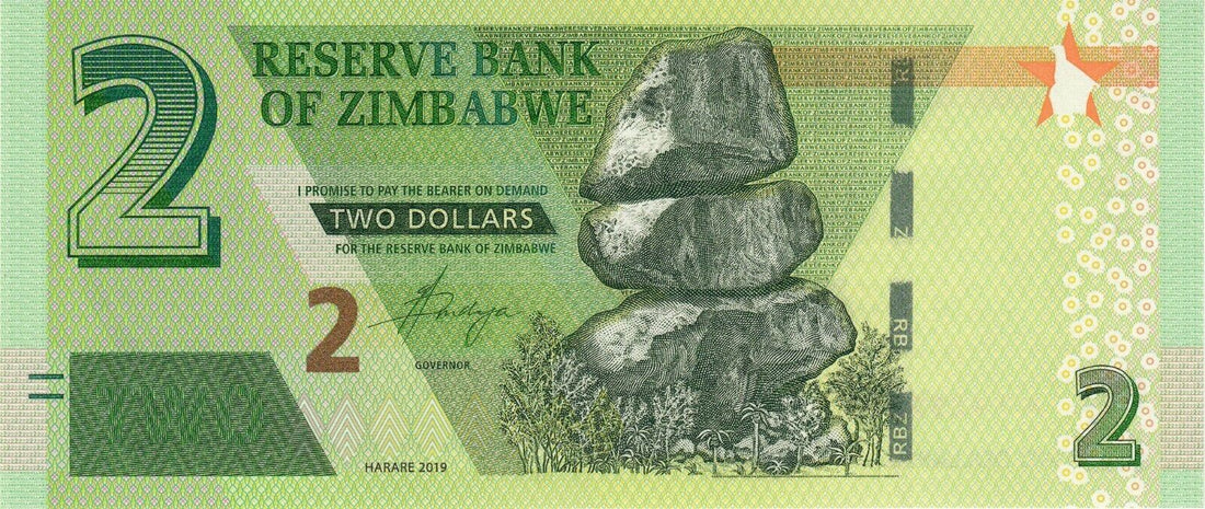 ZIMBABWE - 2019 2 Dollars UNC Banknote - worldbanknote
