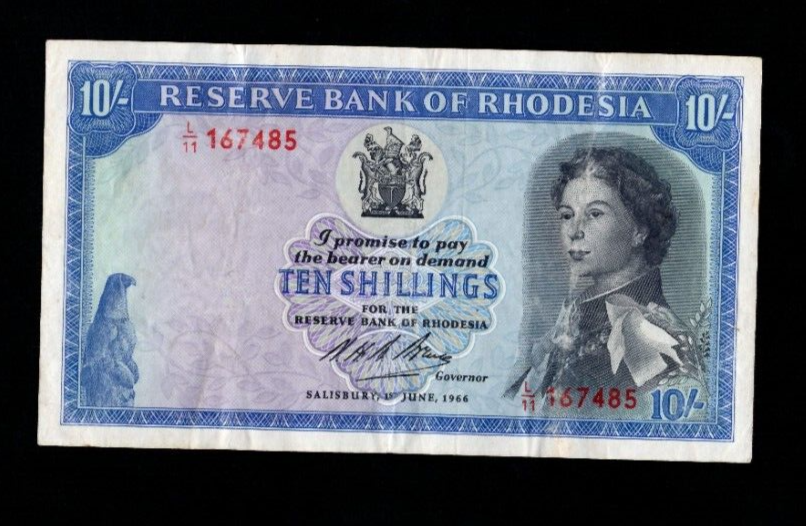 RESERVE BANK OF RHODESIA 10 SHILLING Fine /ref b4 - worldbanknote