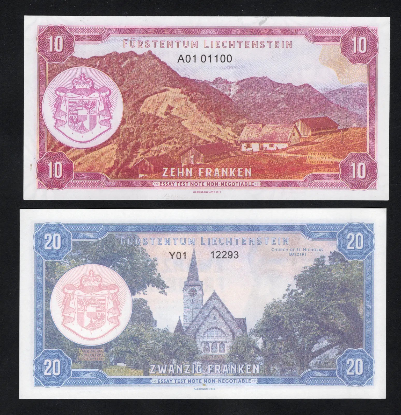 Set Of 4 Liechtenstein(10, 20,50, 100 Francs) 2018/2020 Fantasy Notes