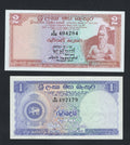 Ceylon 1 Rupee 1963 AUNC 2 RUPEES 1972 UNC/F10