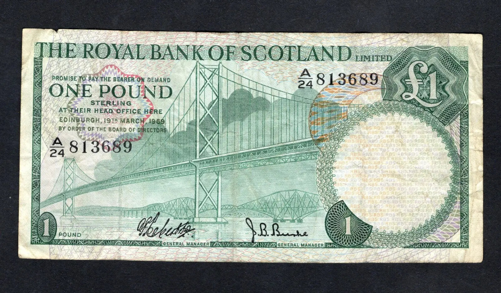 Royal BANK OF SCOTLAND  ONE POUND 1968/70 choose Year & Prefix See Menu/REF D6