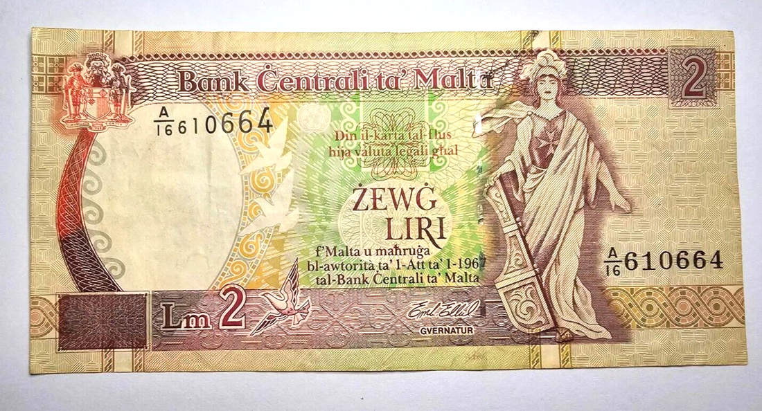 malta 2 liri very fine 1967 /ref d25 - worldbanknote