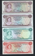 Front of A SET OF 4 BAHAMAS  BANKNOTES(1/2,1/2,1, 3 DOLLARS) 1965/1974 AUNC 