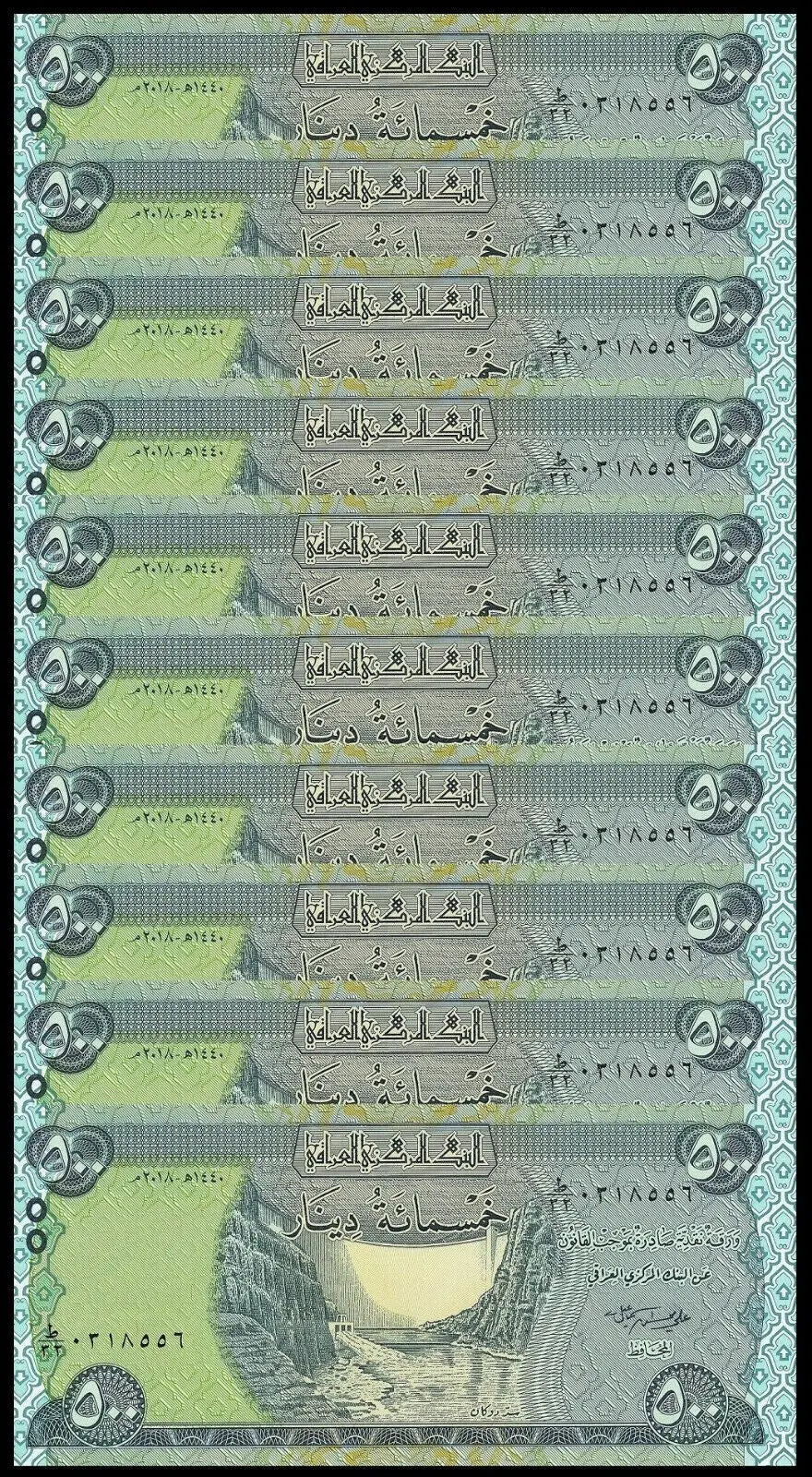 10xIRAQ 500 DINARS (P NEW) 2018 NEW UNC