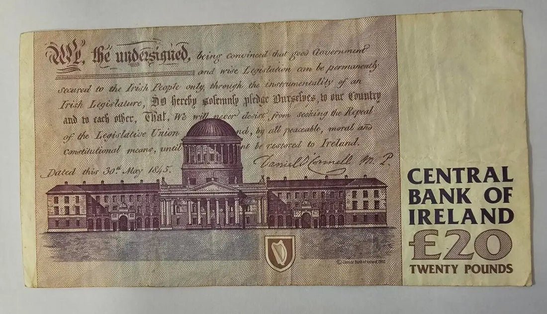 1998 CENTRAL BANK OF IRELAND TWENTY 20 POUNDS BANKNOTE Very Fine/ref d2