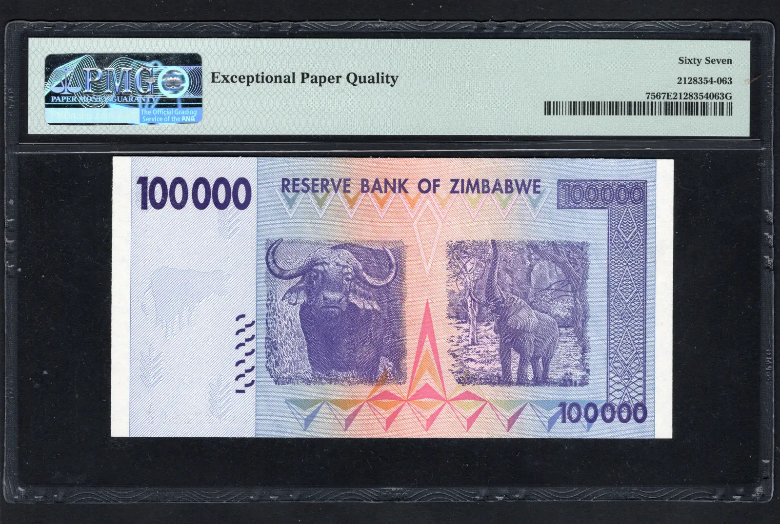 ZIMBABWE $100000 Dollars 2008 P 75 PMG 67 EPQ RARE