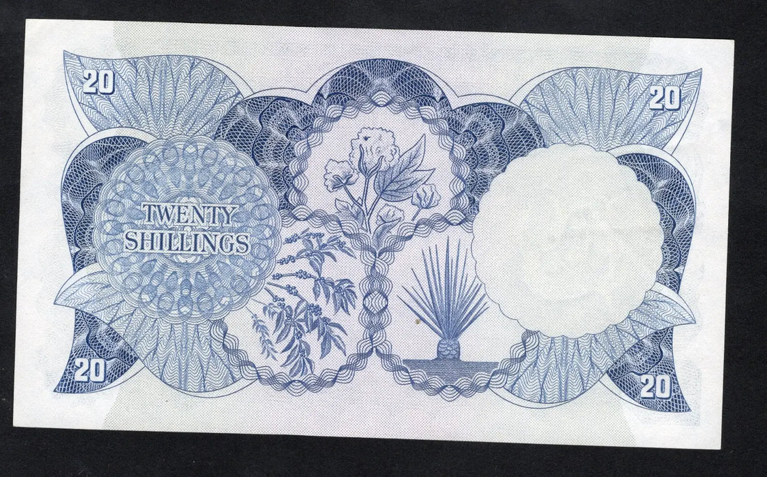 front of East African Currency Board 20 Shillings 1964 