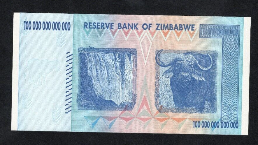 Zimbabwe 100 Trillion Dollar banknote. Genuine AA Serial Number UV checked UNC - worldbanknote