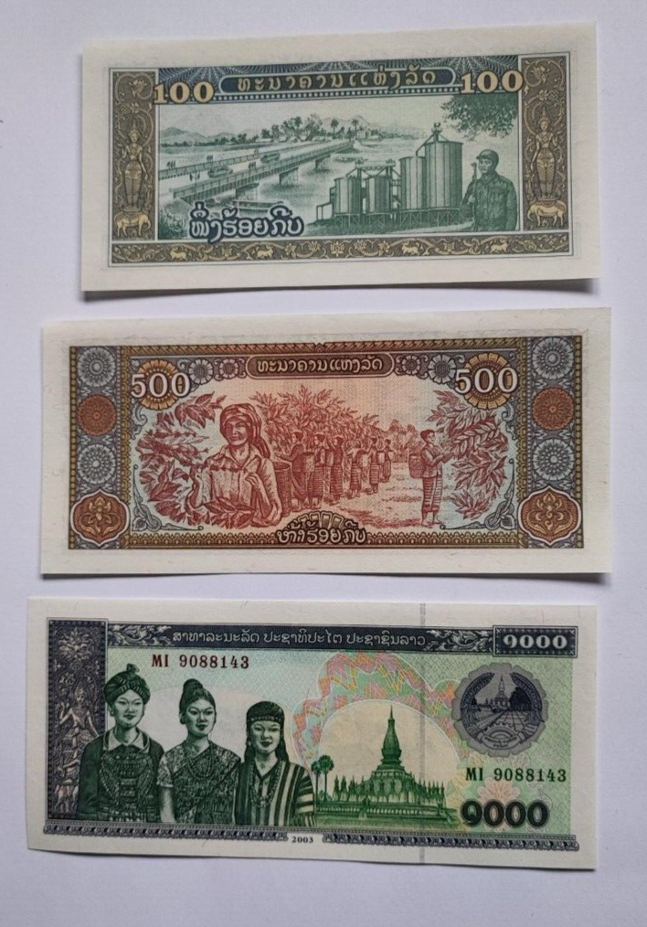 Set 7 PCS, Laos 5 10 20 50 100 500 1000 Kip, UNC - worldbanknote