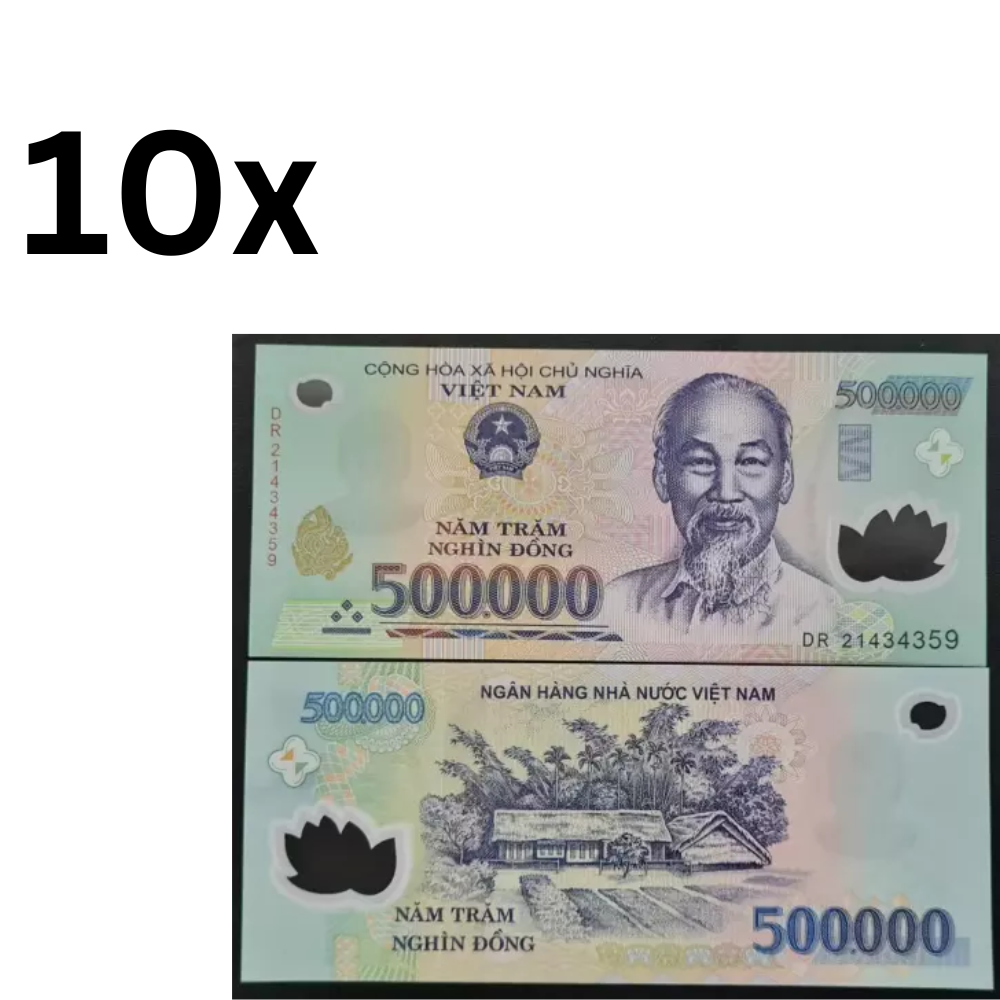 10xVietnamese Dong 500K Polymer Banknote Vietnam 500000 VND Uncirculated UNC - worldbanknote