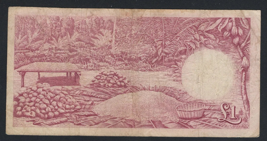 front of GHANA 1958 ONE POUND 1958 USED/F10