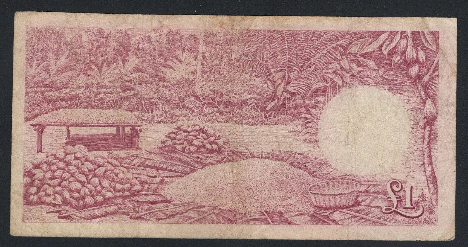 Reverse of GHANA 1958 ONE POUND 1958 USED/F10