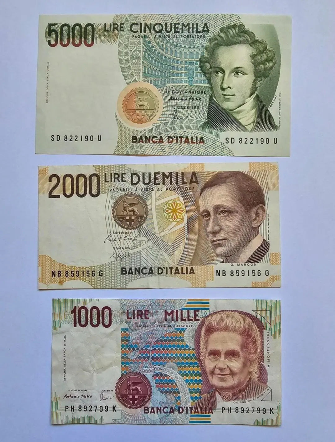 italian banknotes Set Of 6