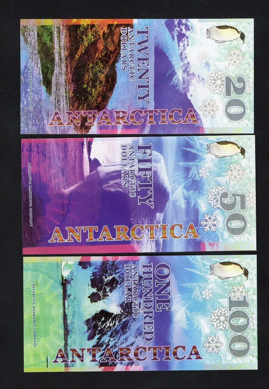 Antarctica Set 6 1 5 10 20 50 100 Dollars 2020 polymer Fantasy/w2