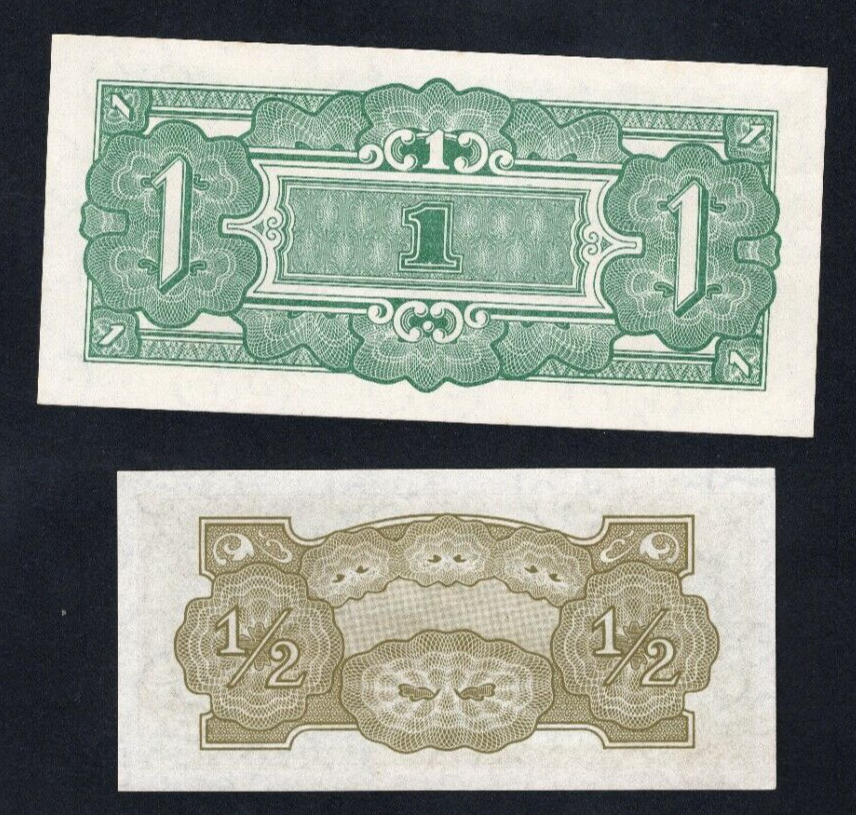 Set Of 2 Burma Japanese Government Occupation BankNote 1942 1 and 1/2 Rupees - worldbanknote