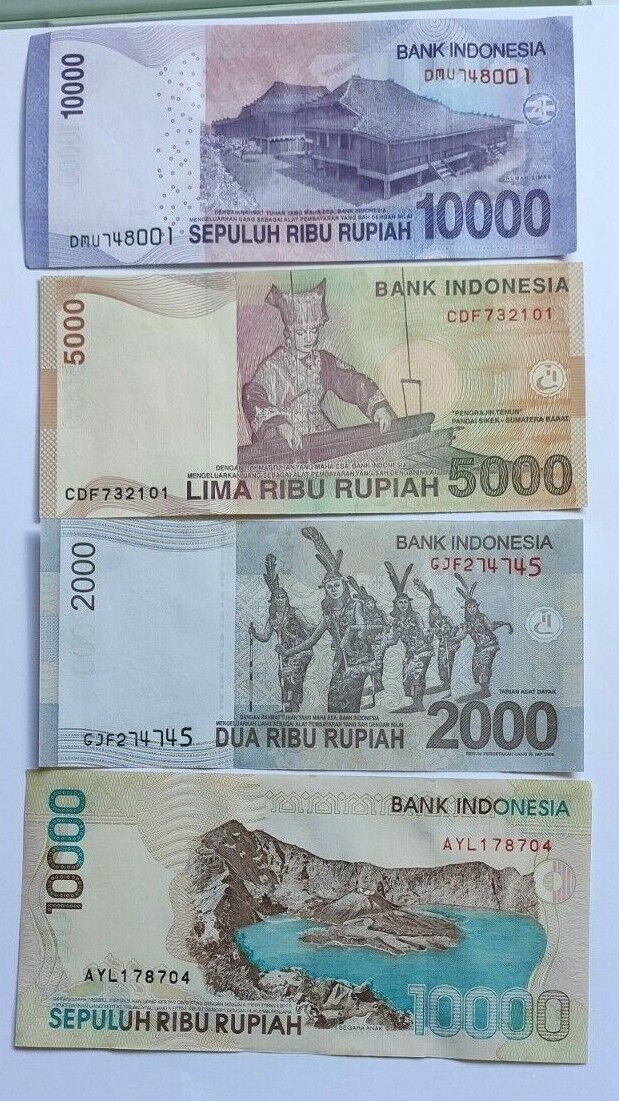 Indonesia 2000 + 5000 + 10000 + 10000 Rupiah 2016 Set of 4 Banknotes 4 PCS UNC - worldbanknote
