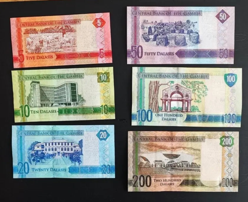 Set 6 PCS, Gambia 5 10 20 50 100 200 Dalasis, P31-36, 2015, UNC