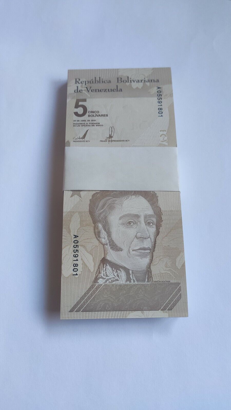 Venezuela 5 Bolivares 2021 New Unc. Bolivar Soberano Rare Banknotes - worldbanknote