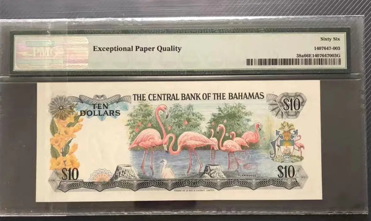back of Bahamas  10 Dollars  1974 P38A UNC (EPQ)