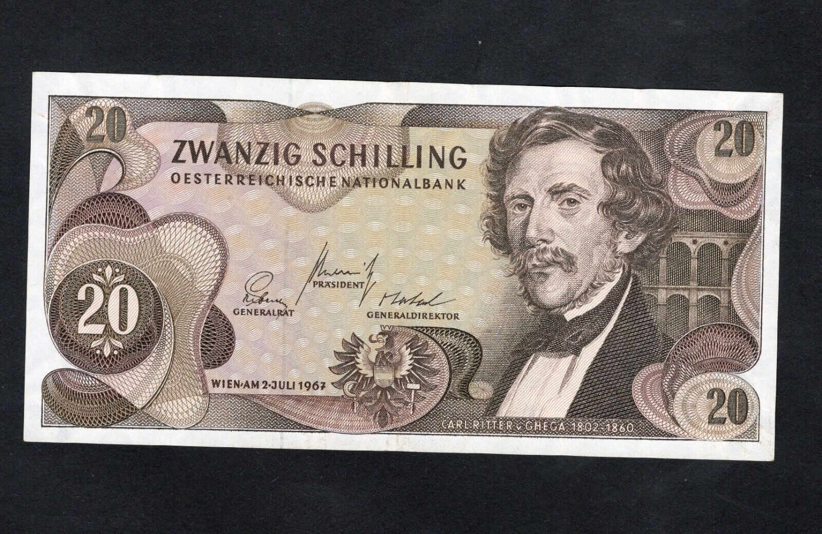AUSTRIA ZWANZIG 20 SCHILLING NOTE 1967 ISSUE UNC UNCIRCULATED/d11 - worldbanknote