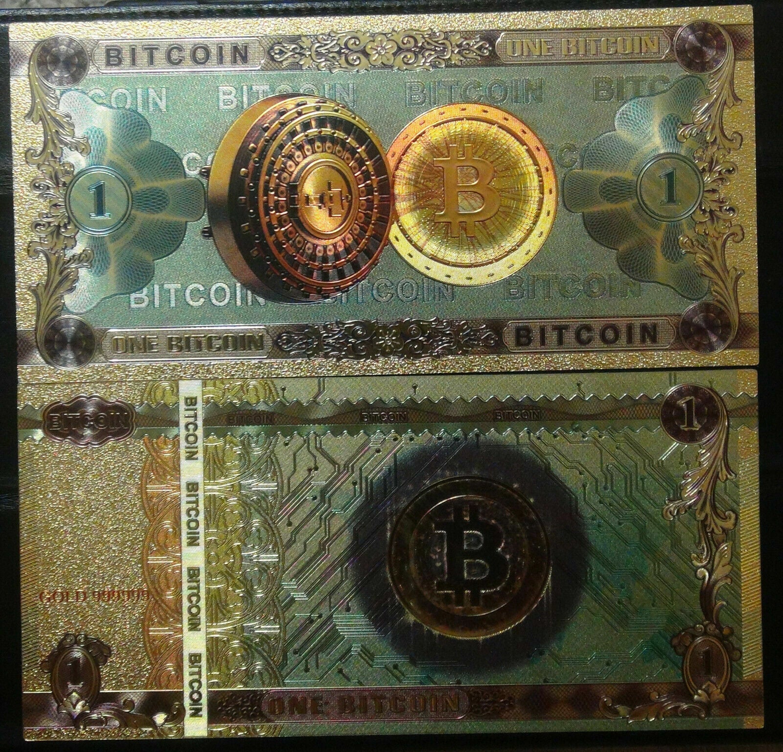 One Dollar Bitcoin 24k Gold Plated Gold Banknote - worldbanknote