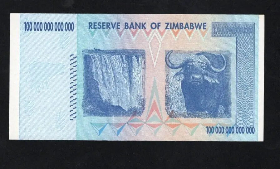 Zimbabwe 100 Trillion Dollar banknote. Genuine, AUNC AA Serial Number UV checked