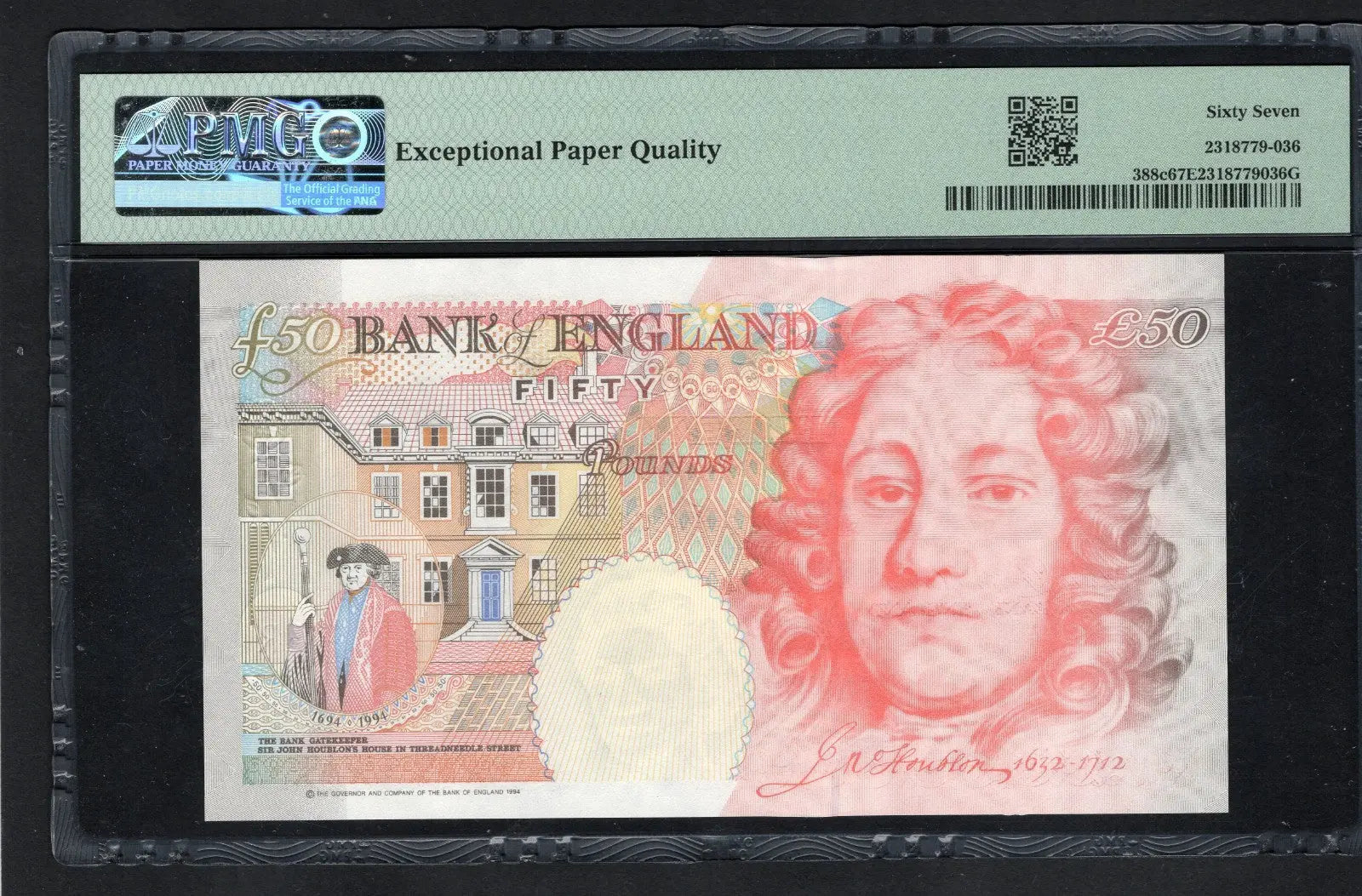 BACK OF BANK OF ENGLAND £50  P-388C 1994 UNC EPQ 67