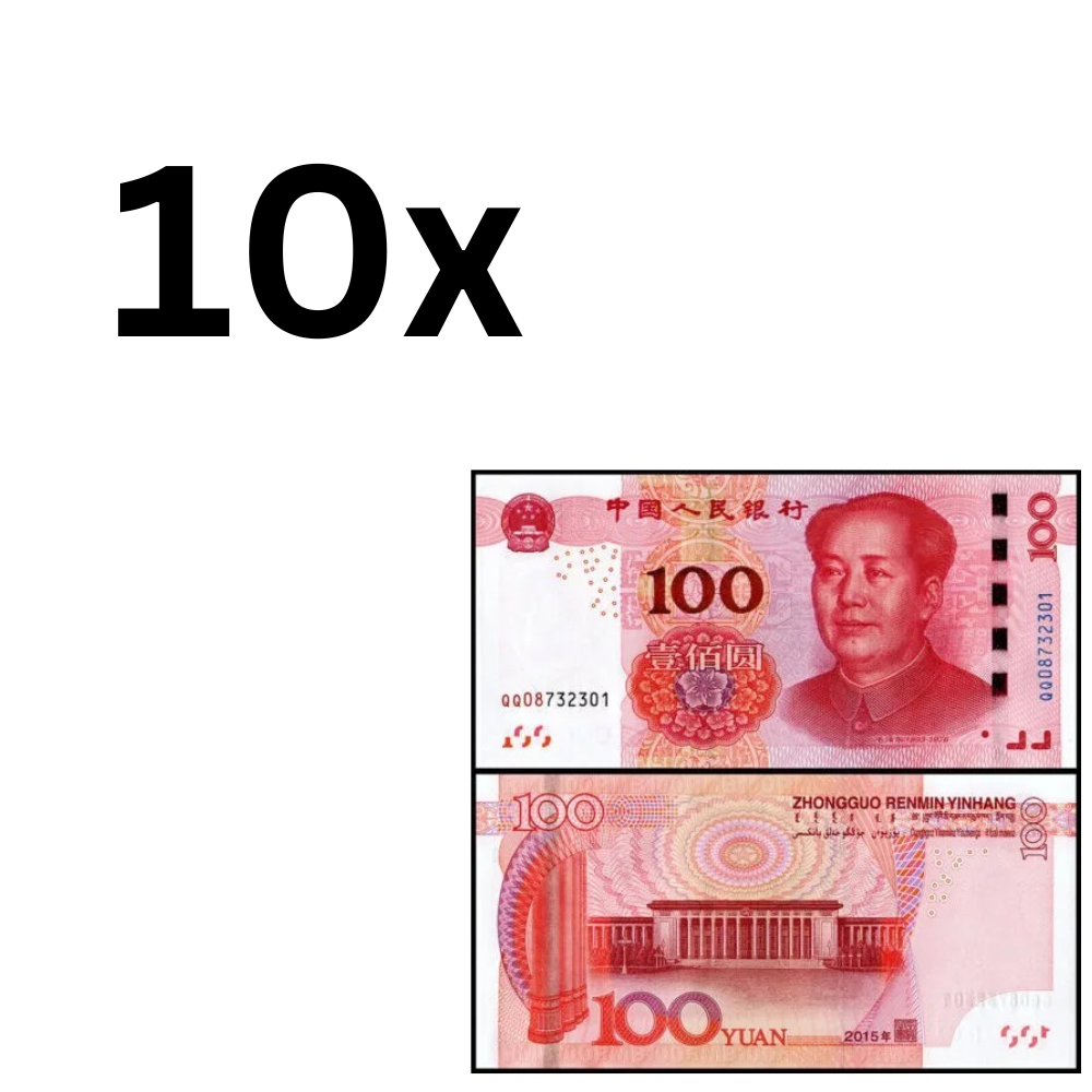 10xCHINA 100 YUAN 5TH SERIES RMB 2015 Uncirculated Consecutive serial number - worldbanknote